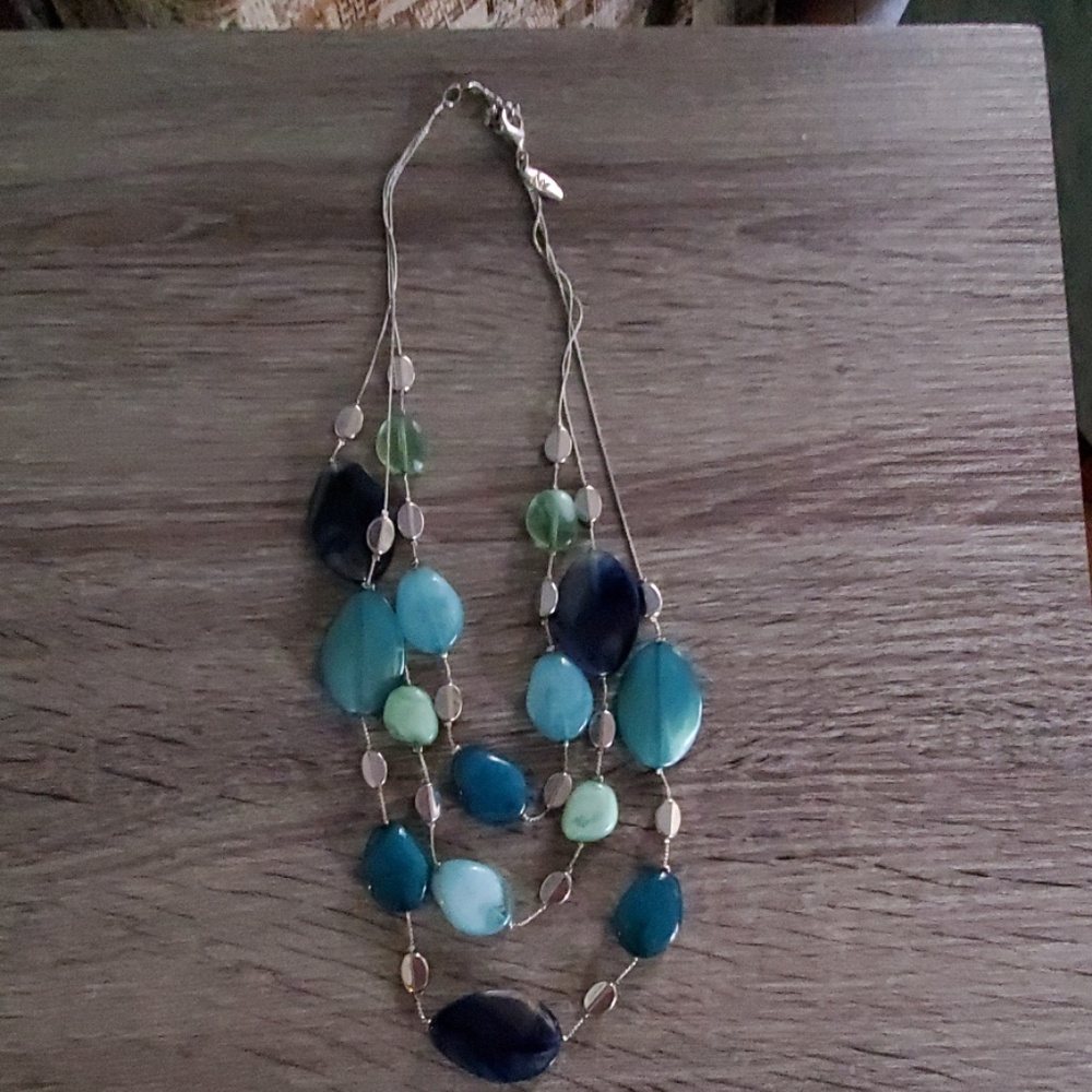 Blue three layer necklace